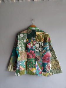Quilted <b>Patchwork</b> <b>Jacket</b> Women's Mandarin Collar Full Sleeve Cotton Spring Style Regular Length Printed Design gift for her - Product Image 6