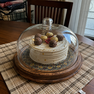 Cloche à gâteau en verre artisanal avec base en bois, présentoir à dessert, plateau de service pour pâtisseries et aliments, pour la maison - Product Image 3