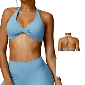 Wholesale Breathable <b>Tight</b> Deep V Sports Bra Premium High Quality Supportive Comfortable Stretchable Seamless Durable Bra - Product Image 4