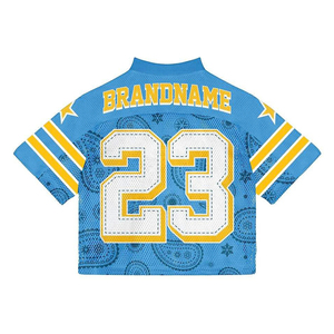 เสื้อยืดตาข่ายโอเวอร์ไซส์สไตล์ฟุตบอลสำหรับผู้ชายแนวโกธิคสตรีทแวร์ Y2K พร้อมลายพิมพ์และคอวี ดีไซน์และโลโก้แบบกำหนดเองปี 2026 - Product Image 6
