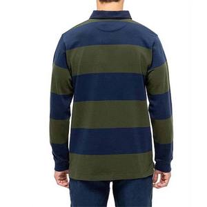 OEM Wholesale Solid Green Navy Striped Loose Fit <b>Polo</b> <b>Shirts</b> Customize Fabric <b>Long</b> <b>Sleeve</b> Pullover Custom Rugby <b>Polo</b> <b>Shirts</b> - Product Image 5