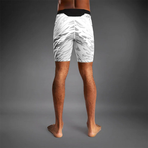 Shorts de compression pour homme à imprimé géométrique, taille mi-haute, séchage rapide, style sportif, en spandex et polyester tricoté - Product Image 2