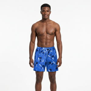 Short de bain décontracté pour homme, bleu imprimé, à séchage rapide, avec cordon de serrage - Product Image 2