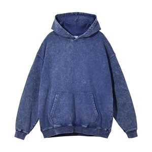 100% Cotton Heavy <b>Weight</b> Knitted Waterproof Distressed Oversized Acid Washed Hoodie <b>Blank</b> Men's Pullover Vintage Winter Hoodies - Product Image 1