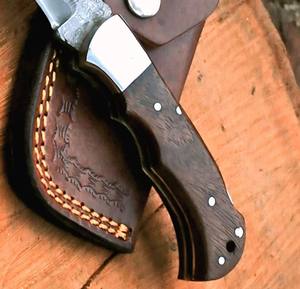 มีดพับเหล็กดามัสกัสทองแดง Nordic Forge NF478 พร้อมระบบล็อคด้านหลัง ด้ามไม้พะยูง ปลอกมีดไม้พะยูง เกรดอุตสาหกรรม ความยาวรวม 7 นิ้ว แบบสั่งทำพิเศษ - Product Image 2