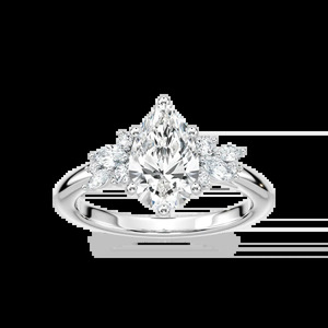 Anillo de diamantes con corte de pera de 1.50 quilates con piedras laterales en forma de pétalo, oro rosa, oro blanco, oro amarillo, elegante y atemporal para mujer - Product Image 3