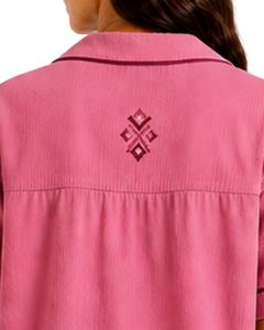 Customized Rose Pink Women Pajama Set Short Sleeve Button Down Nightwear Soft Breathable Summer Sleepwear Casual Lounge Set - Product Image 5