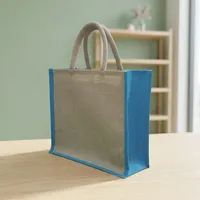 Sac fourre-tout moderne en jute 14x12x5, réutilisable, écologique, en fibres naturelles, pour le shopping, les voyages et les essentiels quotidiens