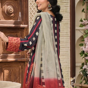 Traje de Mujer de 3 Piezas Personalizado en Talla Adulta, Estilo Pakistaní, Camisa Estampada, Pantalón y Dupatta de Algodón - Product Image 2