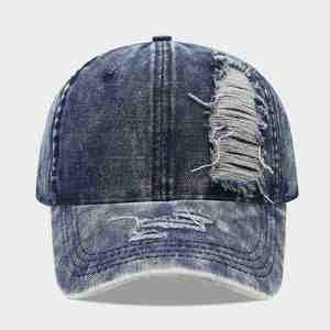 Casquette de baseball tendance en jean délavé et usé, style décontracté - Product Image 4