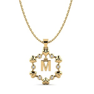 M Initial Pendant 925 Silver Moissanite Alloy Zircon <b>Letter</b> <b>Charm</b> Classic Style Unisex Jewelry Gift - Product Image 1
