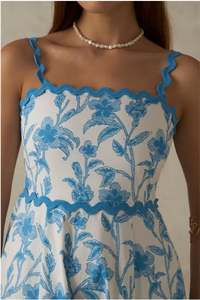 Robe longue trapèze dos nu à col carré et bretelles spaghetti, imprimé coloré, motif floral personnalisé, pour femme, collection designer - Product Image 3