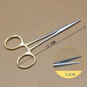 1pcs Manual Stainless Steel Hemostatic Pliers Surgical Forceps Needle <b>Holder</b> Elbow Straight Head - Product Image 4