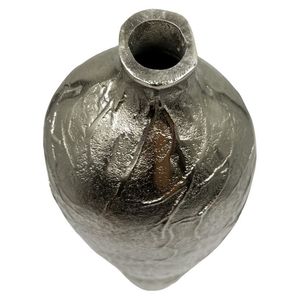 Pot de fleurs en aluminium coulé à la main, finition argentée, vase de table en métal, décoration de table de salon, vases en métal pour plantes artificielles - Product Image 1