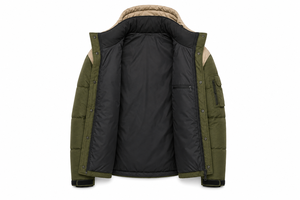 Factory Direct Winter Puffer Jacket Contrast Shoulder Design Warm Insulation Custom Embroidered Badge OEM D <b>Ring</b> Utility Detail - Product Image 5