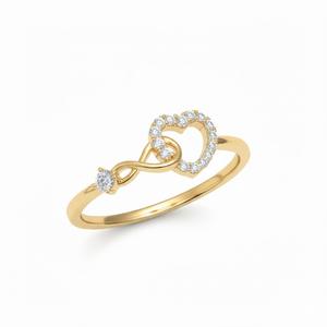 Anillo de Diamantes Infinito con Corazón de Diamante Cultivado en Laboratorio de Oro Sólido de 14K, Regalo para Novia, Anillo de Promesa de Amor con Corazón Abierto, Regalo de Aniversario - Product Image 2