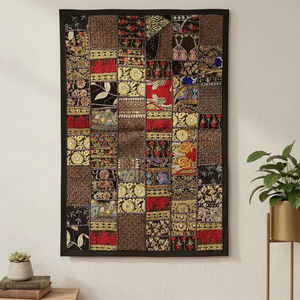 Tapiz de Pared de Algodón Indio con Parches de Sari, Bordado, Estilo Boho, Decoración Étnica para el Hogar - Product Image 1