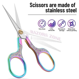 Tijera de bordado de acero inoxidable de grado industrial con mango impreso, cizalla de corte de hilo de punta afilada para podar bordes lisos - Product Image 3