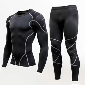 Custom Logo <b>Men's</b> Eco-Friendly Nylon Spandex MMA Rash Guard Set Premium BJJ Grappling <b>Compression</b> <b>Shirt</b> and Tights Set - Product Image 4