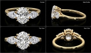 Anillo de Diamantes Cultivados en Laboratorio con Certificación IGI de 2.00 CT, Corte Oval, Diamantes en Forma de Pera, Oro Sólido de 14K, Anillo de Compromiso de Tres Piedras, Joyería Fina Personalizada - Product Image 2