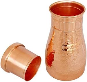 Carafe à eau en cuivre martelé personnalisée, très vendue, portable, écologique, design classique pour la maison et les voyages - Product Image 1