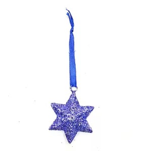 Christmas Hanging Metal Star Ornament <b>Blue</b> <b>Glitter</b> Decoration for Tree Home Party Holiday Decor Gift Piece Hanging Pendant - Product Image 2