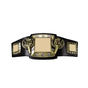 VICS SPORTS Championship Leather <b>Wrestling</b> Belt Eco-Friendly Lightweight Durable Unisex Black Gold Emblem Design 1.5M - Product Image 6