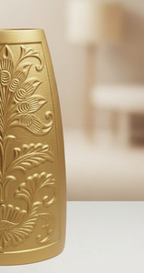 Florero de Metal Dorado con Relieve de Lujo, Elegante Diseño Floral, Hecho a Mano, Decoración Moderna para el Hogar, Centro de Mesa, Unidad Individual - Product Image 4