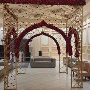 Vintage Iron Rectangle & square Natural Mandap Stage <b>Backdrop</b> Traditional Wedding Arch Decorations Adjustable Portable Durable - Product Image 2