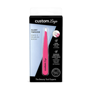 Pinzas de Precisión de Acero Inoxidable con Punta Inclinada en Color Rosa, Pinzas de Belleza para Depilación de Cejas - Product Image 1