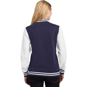 Women Cropped Varsity Jacket Custom Log Crop Short Varsity Jacket Long Sleeves Black <b>Dye</b> Custom White Striped Embossed Embroider - Product Image 2