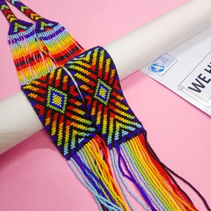 สร้อยคอประดับมุกเทียมทำมือ ลายดอกไม้และเรขาคณิต สีฟ้าเขียว สไตล์ชาติพันธุ์ เหมาะสำหรับเป็นของขวัญสำหรับผู้หญิง - Product Image 2