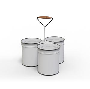 I BELIEVE IN SANTA Twin Bucket Caddy Metal Storage Holder with Wooden Handle <b>Red</b> and White Christmas Design - Product Image 4