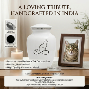 High Quality Eco Friendly Pet Memorial Urn for Cat <b>Ashes</b> Solid Aluminium Metal Cremation Jars Cat Print Design Personalized Urns - Product Image 4