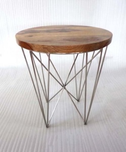 Mesa de Centro de Hierro con Tapa de Madera para Jardín, Mesa de Madera para Sala de Estar, Mesa de Café, Mesa de Exterior, Muebles de Jardín - Product Image 2