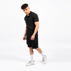 Conjunto de Pantalones Cortos Polo Casuales para Hombre, Talla Grande, Traje Deportivo Personalizado, Camiseta Polo de Manga Corta con Cierre, Transpirable, Estilo Urbano - Product Image 1