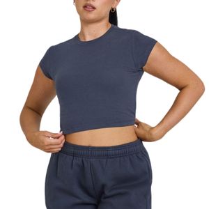 T-shirt court personnalisé pour femme, coupe ajustée, manches courtes, haut de sport respirant et extensible, vêtements de sport, fournisseur OEM ODM - Product Image 2