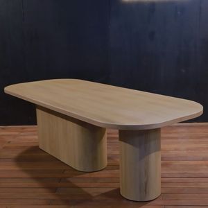 Table à manger en teck, design moderne, 8 places, rectangulaire, assemblage requis, modèle TAB36 - Product Image 1