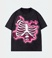 T-shirt décontracté tendance pour homme à manches courtes, coupe classique, en molleton délavé, col rond personnalisé, 100 % coton biologique, style urbain