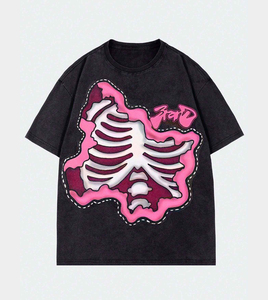 T-shirt décontracté tendance pour homme à manches courtes, coupe classique, délavé à l'acide, col rond personnalisé, 100 % coton biologique, style urbain, écologique, ultra - Product Image 1