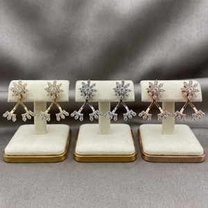 ต่างหูเพชรแท้ทรงทันสมัย งานแต่งงาน งานครบรอบ งานปาร์ตี้ ทองคำขาวแท้ 18k คุณภาพสูง ขายตรงจากโรงงาน ยอดขายสูงสุด - Product Image 6