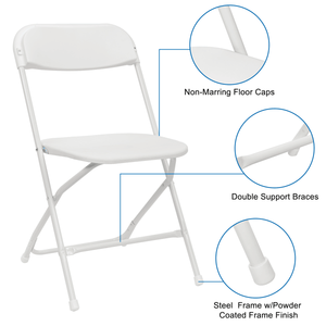 Classic White Garden Folding Chair 4pcs Injection Molding Plastic Classic Design - Product Image 3