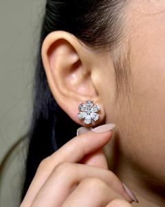 Joyería Fina Inspirada en la Naturaleza, Regalo Floral para Mujer, Pendientes de Plata de Ley con Circonita Cúbica en Forma de Pera y Racimo de Flores - Product Image 4