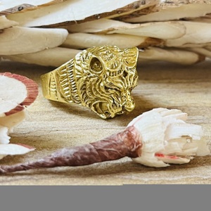 Modern Style Tiger <b>Rings</b> Gothic Brass Jewelry Men 18k Gold Plated <b>Chunky</b> Animal Band Punk Biker Statement <b>Ring</b> Wholesale/OEM/ODM - Product Image 4