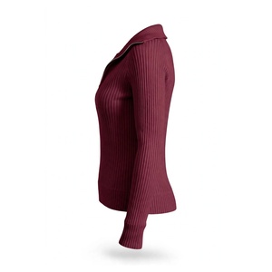 Pull en maille rayé à demi-zip SPINE CRAFT, décontracté, à épaules tombantes, manches longues, col rabattu, tendance pour femme - Product Image 5