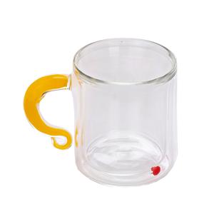 <b>Double</b> <b>Wall</b> Square Coffee <b>Mug</b> with Frit Handle 220ml, Hand-Blown Borosilicate Glass for Insulated Coffee Drinking - Product Image 2
