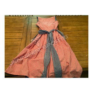 Women Blue&<b>Red</b> Checkered Fabric Lace-Up Dirndl Oktoberfest Costume Blue <b>Red</b> <b>Gingham</b> Apron Bavarian Beer Festival Dress - Product Image 6