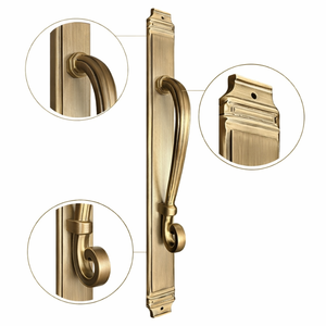 Poignée de porte de luxe en laiton antique Oxford Crest |   Poignée de porte d'entrée principale décorative au design moderne pour hôtels - Product Image 3