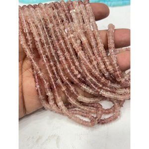 Perles de pierres précieuses de haute qualité pour la fabrication de bijoux, 17 pouces, quartz fraise rose naturel ombré, forme Heishi lisse, taille 6-7 mm - Product Image 1