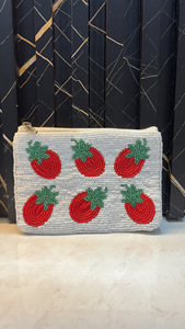 Decorative Beaded <b>Pearl</b> <b>Clutch</b> With Textured Fabric And Applique Artwork Secure Zip Fastening Women Handbag For Formal Occasions - Product Image 2
